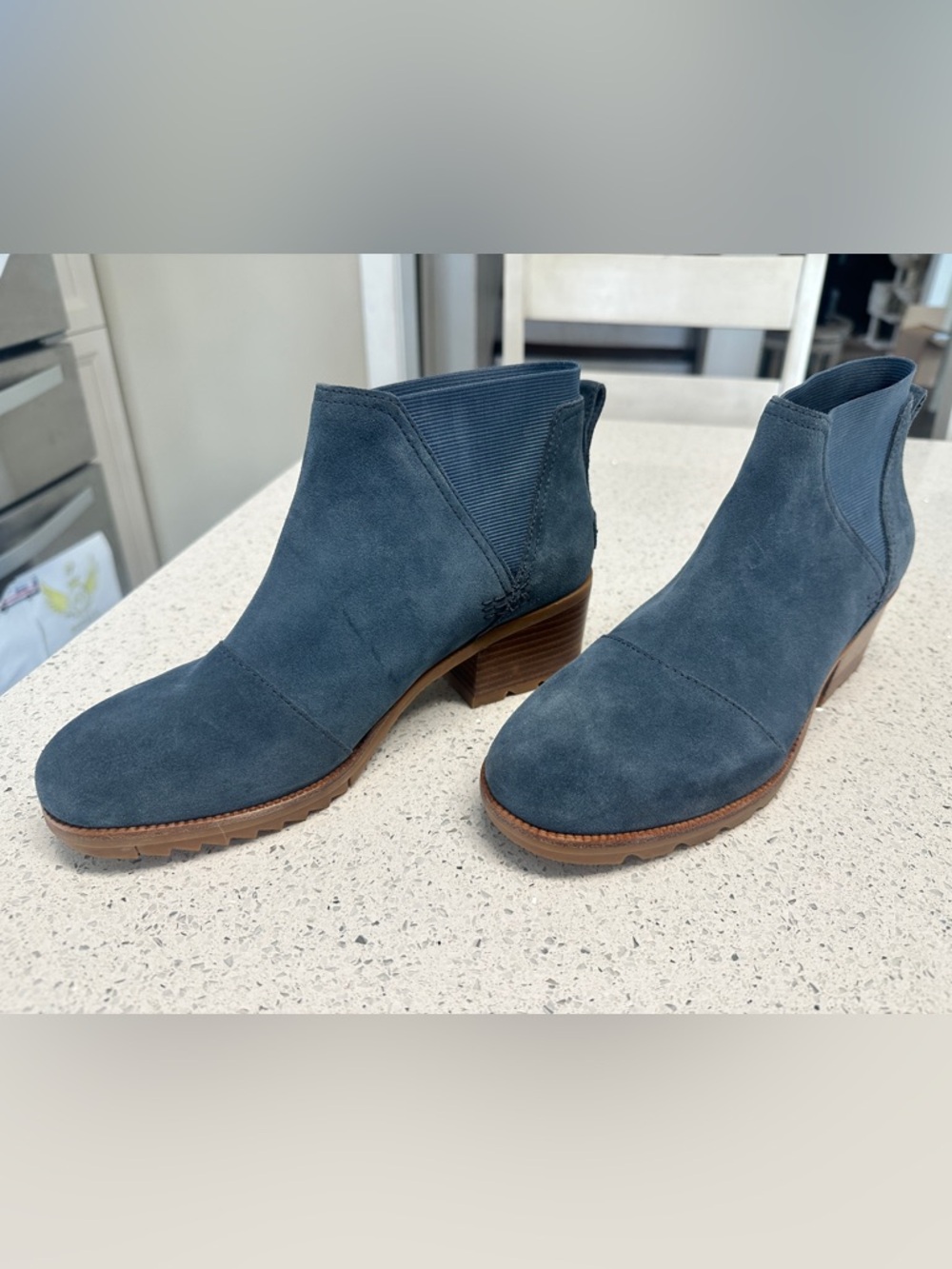 Sorel Blue Suede Cate Chelsea Ankle Booties